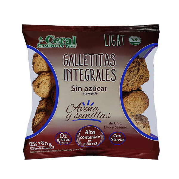 GALLETITAS integrales con SEMILLAS y AVENA s/AZUCAR x180g - Ceral