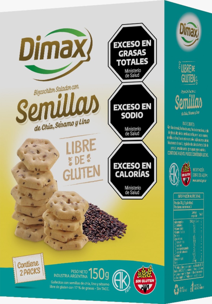 Caja CRACKERS MIX de SEMILLAS x150g - Dimax