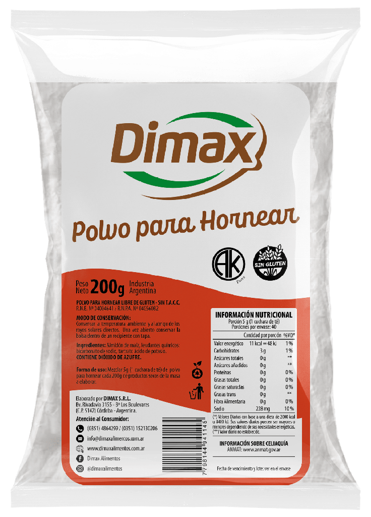Polvo leudante x200g - Dimax