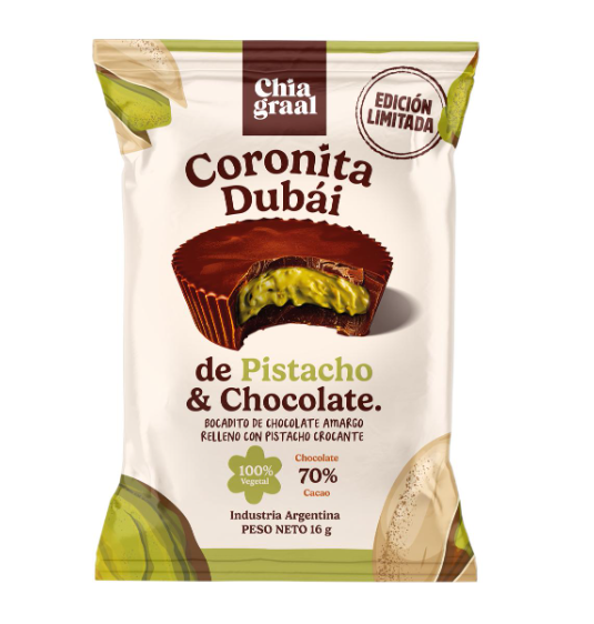 Caja x16u - Coronitas PISTACHO y CHOCOLATE - Chia Graal