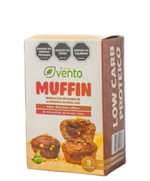 [1655] Caja x3u - Muffin KETO CHOCOLATE y FRUTOS ROJOS - Vento